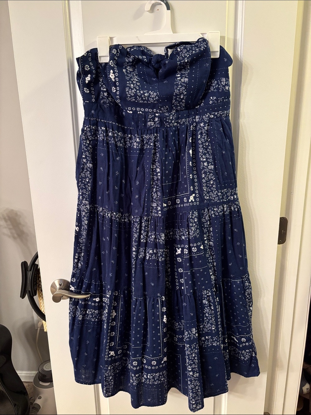 Universal Thread Navy Blue Bandana  Patchwork Tiered Sundress
